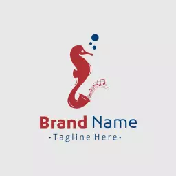 Elegant Red Seahorse with Musical Notes Celebrating Jazz Logo Template