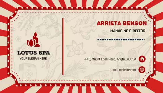 Elegant Red Vintage Spa Wellness Business Card Template