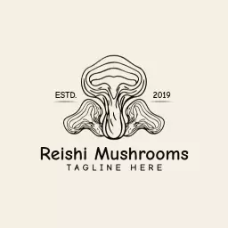 Elegant Reishi Mushroom Design with Minimalist Style Logo Template