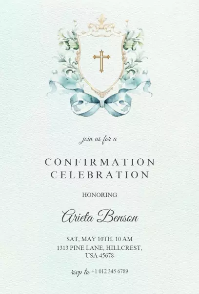 Elegant Religious Confirmation Celebration Invitation Template