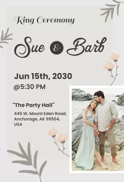 Elegant Ring Ceremony Engagement Celebration Invitation Template