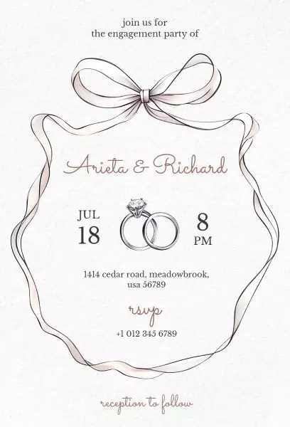 Elegant Ring Motif Engagement Celebration Invitation Template