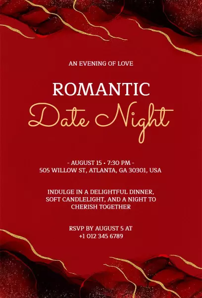 Elegant Romantic Date Night Candlelight Dinner Invitation Template