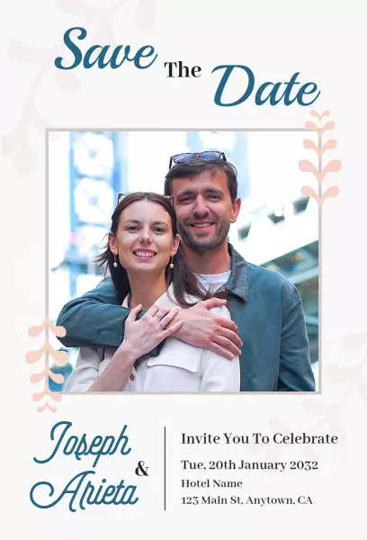 Elegant Romantic Floral Engagement Save The Date Invitation Template