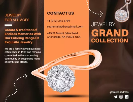 Elegant Rose Gold Jewelry Grand Collection Brochure Template