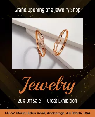 Elegant Rose Gold Jewelry Shop Grand Opening Poster Template