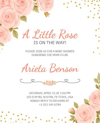 Elegant Rose-Themed Baby Shower Flyer Template