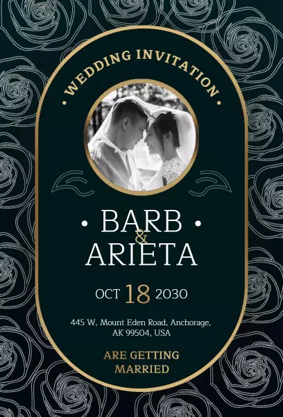 Elegant Rose-Themed Wedding Ceremony Invitation Template