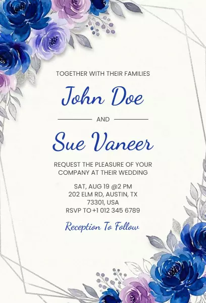 Elegant Rose Wedding Celebration Floral Invitation Template