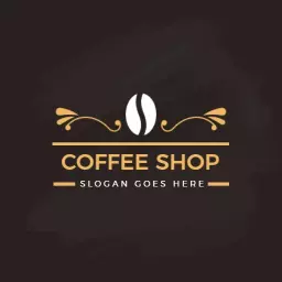 Elegant Royal Coffee Shop Design with Golden Accents Logo Template