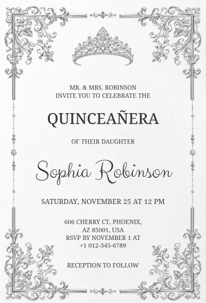 Elegant Royal Quinceanera Celebration Invitation Template