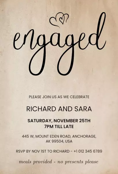 Elegant Rustic Engagement Celebration Invitation Template