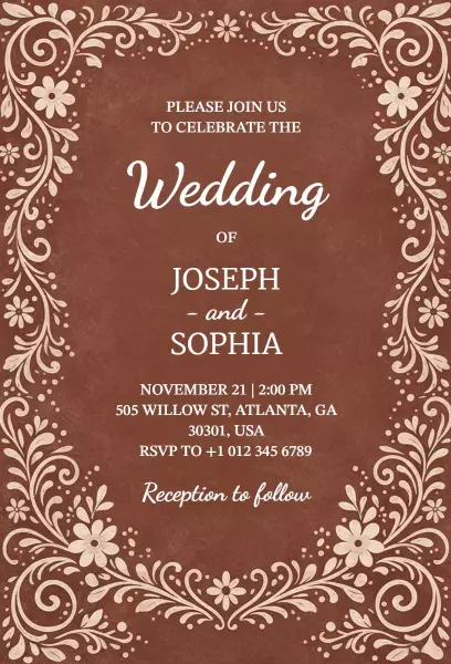 Elegant Rustic Floral Outdoor Wedding Invitation Template