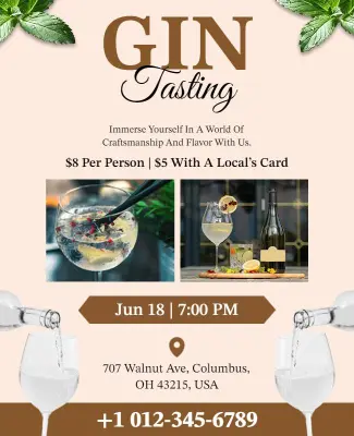 Elegant Rustic Gin Tasting Event Flyer Template