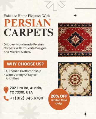 Elegant Rustic Persian Carpets Promotion Poster Template