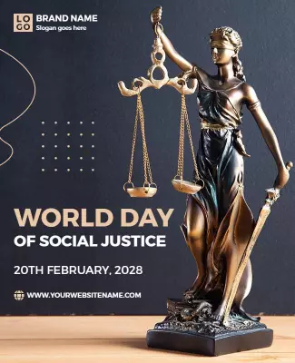 Elegant Scales of Justice for World Social Justice Day Poster Template