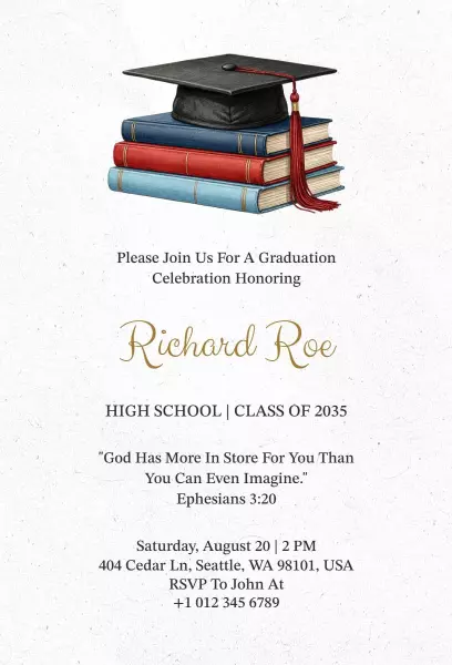 Elegant Scholarly Graduation Celebration Invitation Template