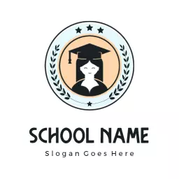 Elegant School Logo Featuring Graduate and Stars Emblem Logo Template