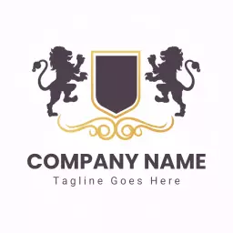 Elegant Shield Design with Majestic Lions for Branding Logo Template