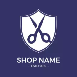 Elegant Shield Design with Scissors for Hair Salon Logo Template