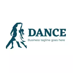 Elegant Silhouetted Duo Dancing Shows Passion for Dance Logo Template