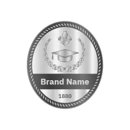 Elegant Silver Badge Featuring Graduation Cap and Wreath Logo Template
