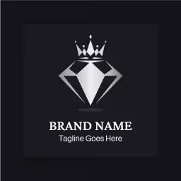 Elegant Silver Crown and Diamond Showcase Luxury Logo Template