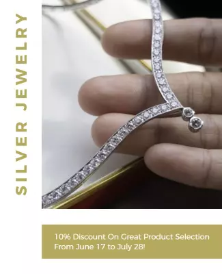 Elegant Silver Jewelry Discount Promotion Poster Template