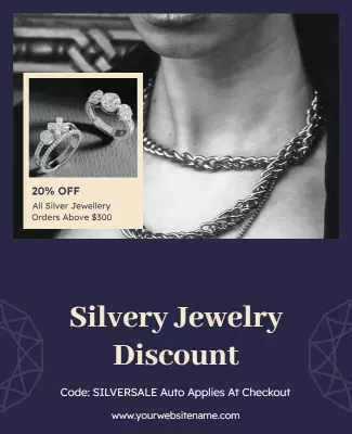 Elegant Silver Jewelry Discount Sale Poster Template