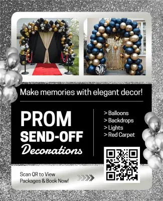 Elegant Silver Prom Send-Off Decorations Flyer Template