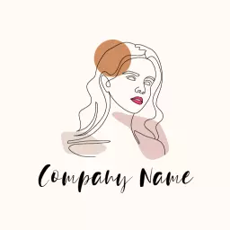 Elegant Soft Pink and Beige Woman Portrait Line Art Logo Template