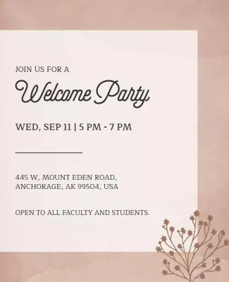Elegant Soft Pink Welcome Party Invitation Poster Template