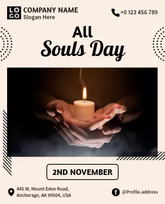 Elegant Somber Candlelit All Souls Day Poster Template