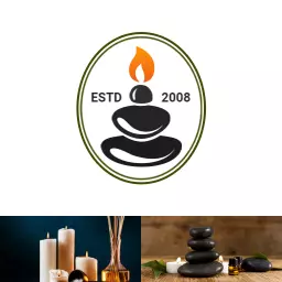Elegant Spa Logo Featuring Tranquil Stones and Calming Candles Logo Template