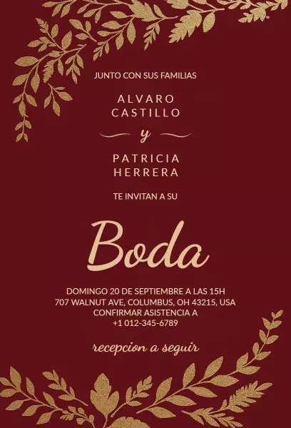 Elegant Spanish Wedding Boda Celebration Invitation Template