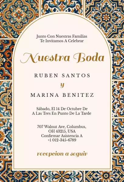 Elegant Spanish Wedding Celebration Invitation Template