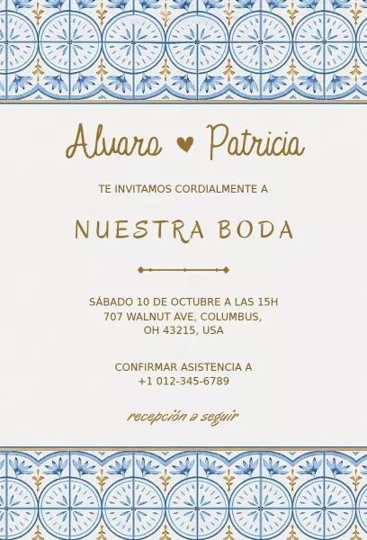 Elegant Spanish Wedding Ceremony Celebration Invitation Template