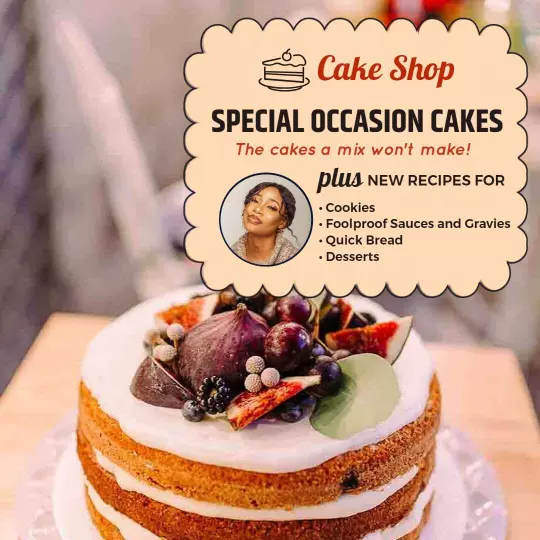 Elegant Special Occasion Cake and Recipe Guide Ad Template