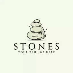 Elegant Stack of Smooth Stones for Relaxation and Wellness Logo Template