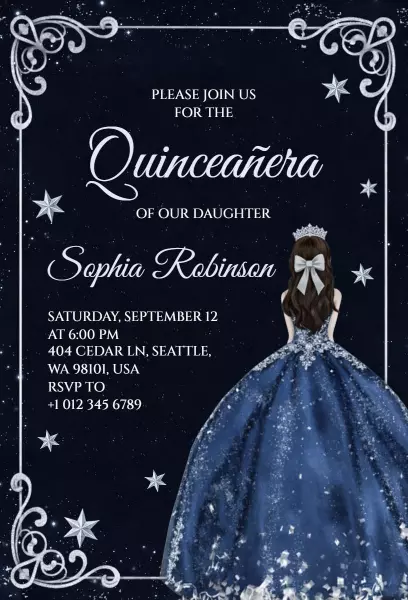 Elegant Stargazer Quinceanera Celebration Invitation Template
