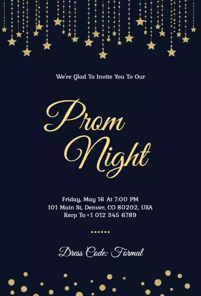 Elegant Starry Night Prom Celebration Invitation Template