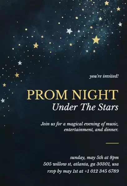 Elegant Starry Night Prom Night Under The Stars Invitation Template