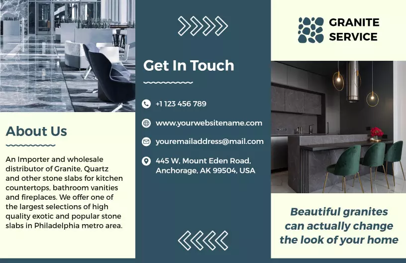 Elegant Stone Interior Design Showroom Services Brochure Template
