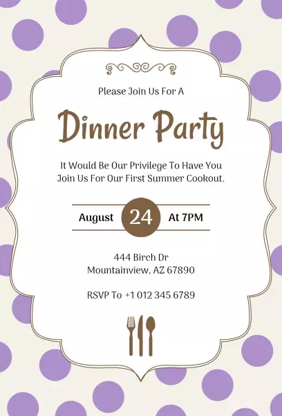 Elegant Summer Cookout Dinner Party Invitation Template