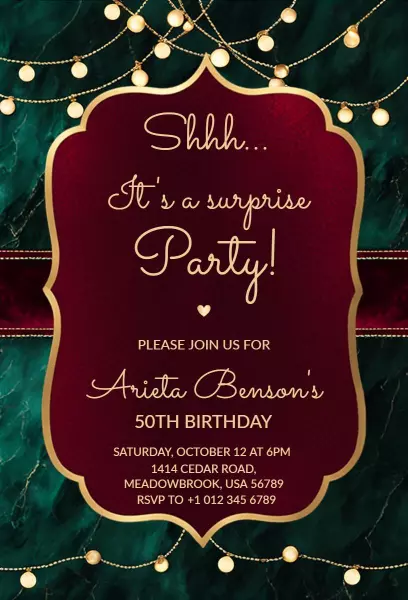 Elegant Surprise 50th Birthday Celebration Invitation Template