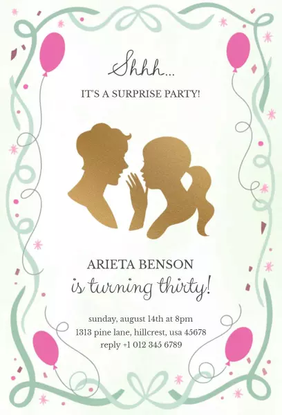 Elegant Surprise Birthday Party Celebration Invitation Template