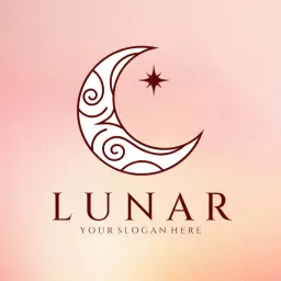 Elegant Swirling Crescent Moon Design for Lunar Logo Template