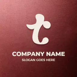 Elegant T Letter Design on Rich Maroon Background Logo Template