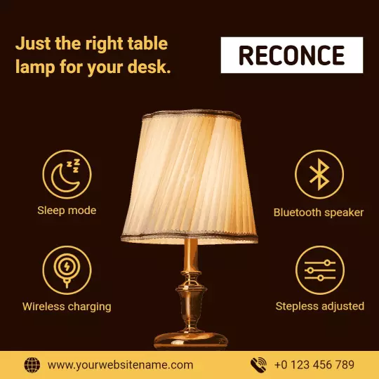 Elegant Table Lamp with Bluetooth Speaker and Wireless Charging Ad Template