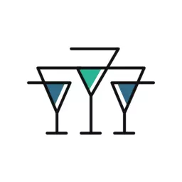 Elegant Teal and Black Drink Glass Illustrations Wine Bar Logo Template